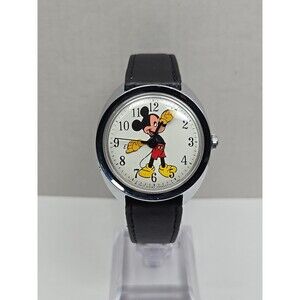 Rare Vintage Timex Mickey Mouse Electric Disney 1971 Watch New Battery Leather
